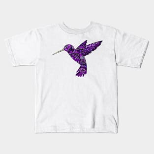 Purple Awareness Ribbon Mandala Hummingbird Kids T-Shirt